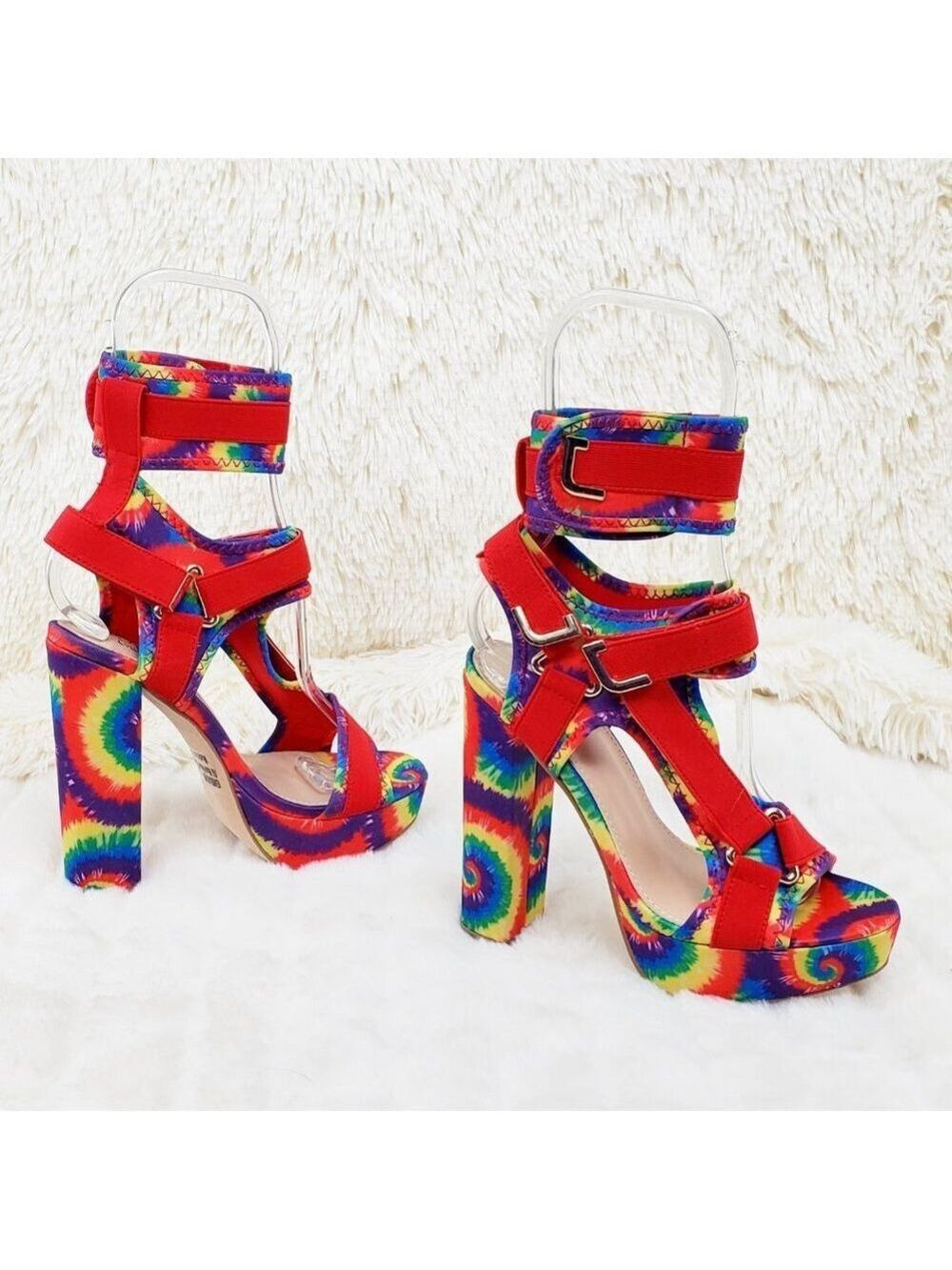 Kendra Colorful Tie Dye Harness Chunky Heel Platform Shoe